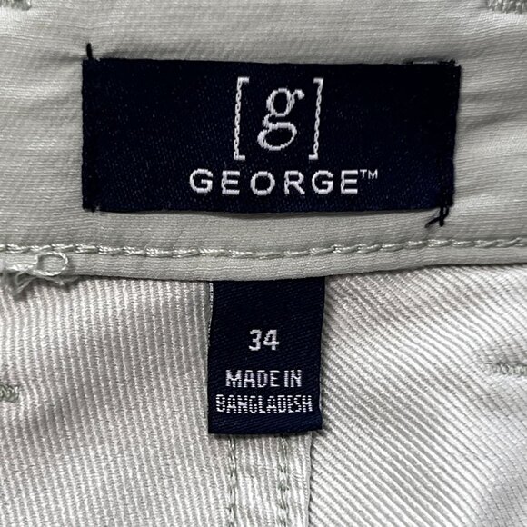 George Mens Pistachio Green Nylon Blend 34" Flat-Front Chino Shorts With Pockets - Picture 3 of 10